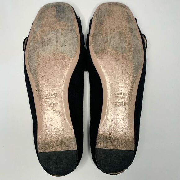 Gucci Marmont Flats GG Kiltie Fringe Suede Loafer Black Size EU 36.5 US 6.5 - Picture 10 of 11